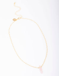 Gold Plated Rose Quartz Pointed Pendant Necklace - link has visual effect only