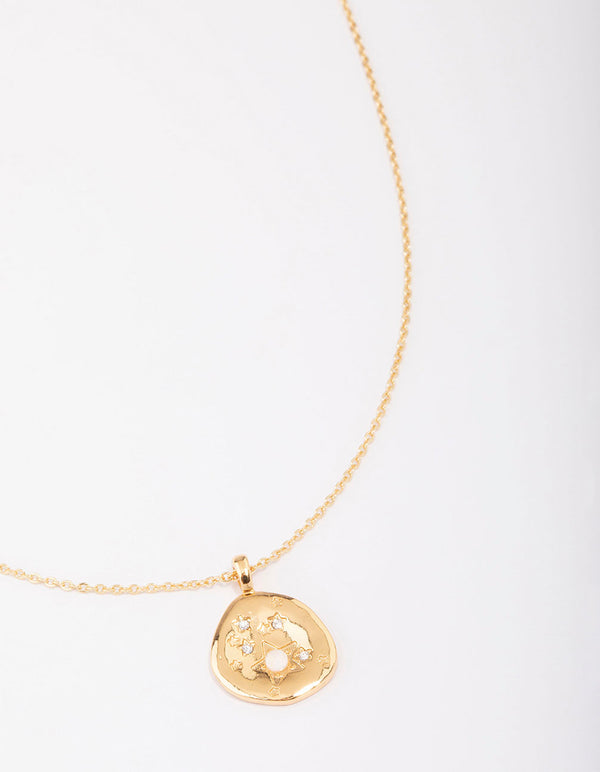 Gold Plated Star Cluster Coin Pendant Necklace
