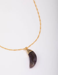 Gold Plated Crescent Amethyst Pendant Necklace - link has visual effect only