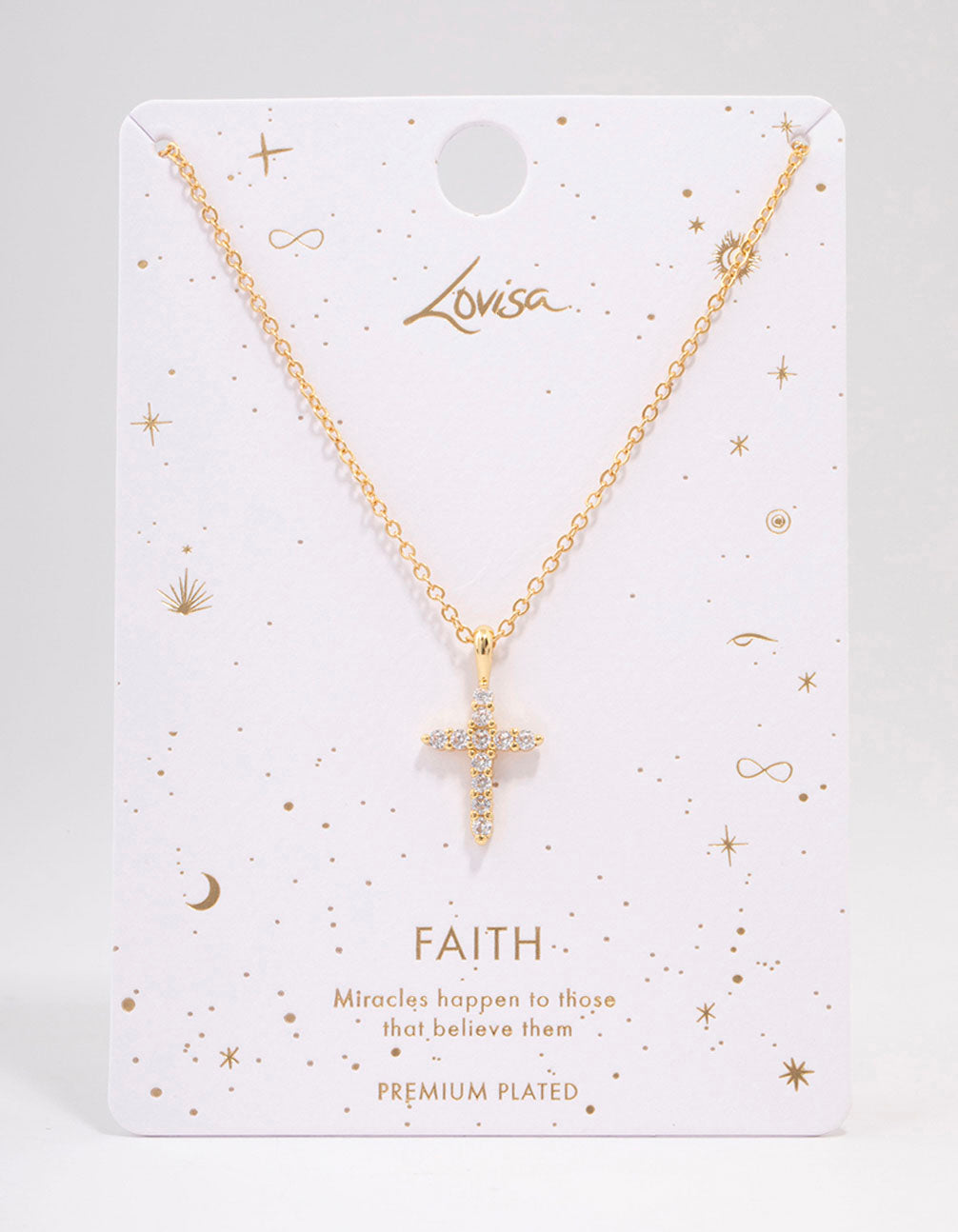 Gold Plated Crystal Cross Pendant Necklace