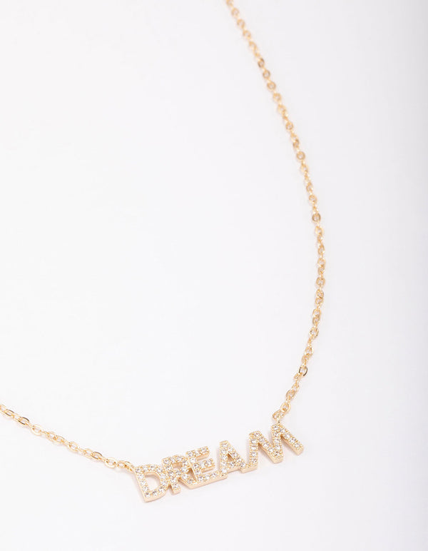 Gold Plated Dream Script Necklace
