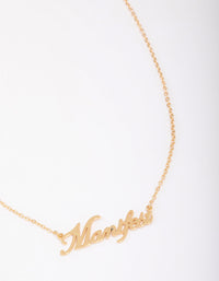 Gold Plated Manifest Script Necklace - link has visual effect only