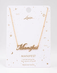 Gold Plated Manifest Script Necklace - link has visual effect only