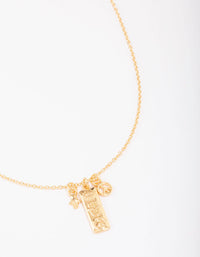 Gold Plated Peace Tab Charm Pendant Necklace - link has visual effect only