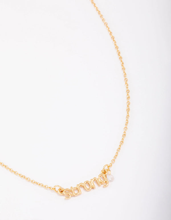 Gold Plated Strong Script Necklace