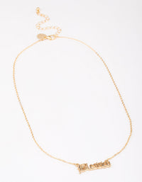 Gold Plated Blessed Script Pendant Necklace - link has visual effect only
