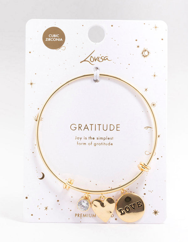Gold Plated Disc Charm Bangle