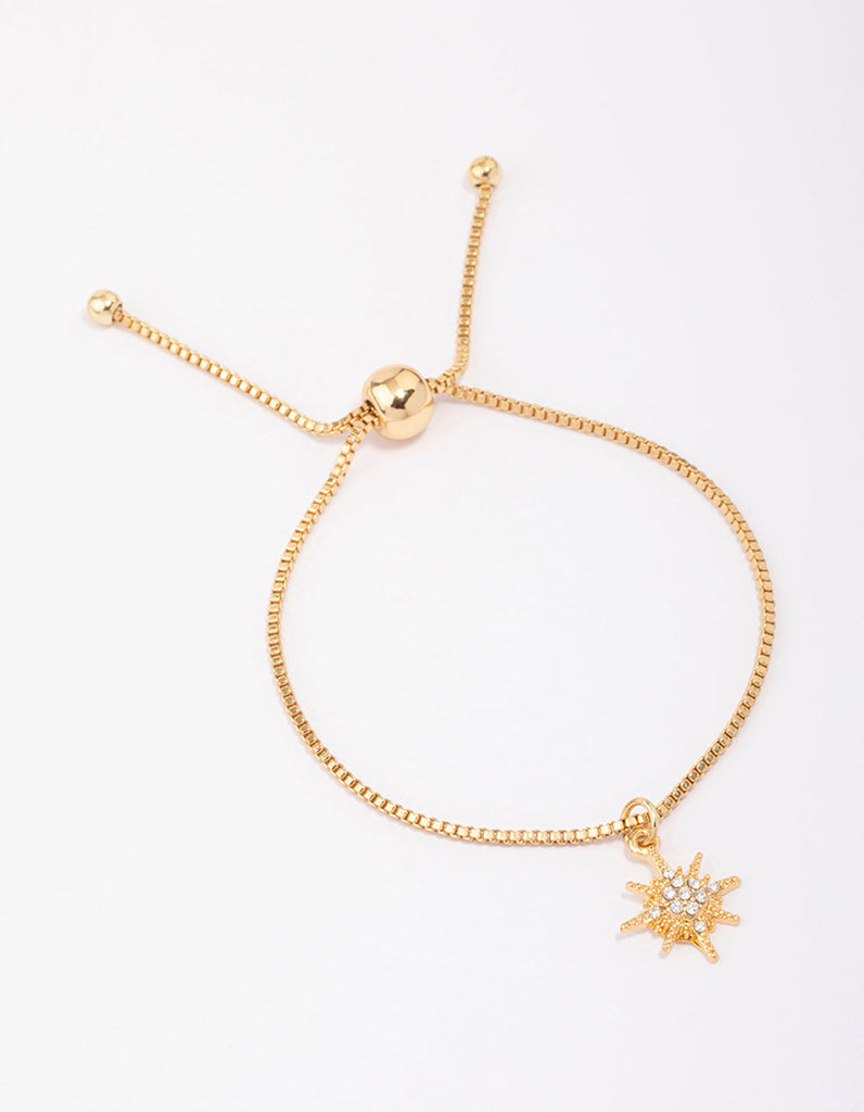 Gold Plated Cubic Zirconia Star Toggle Bracelet