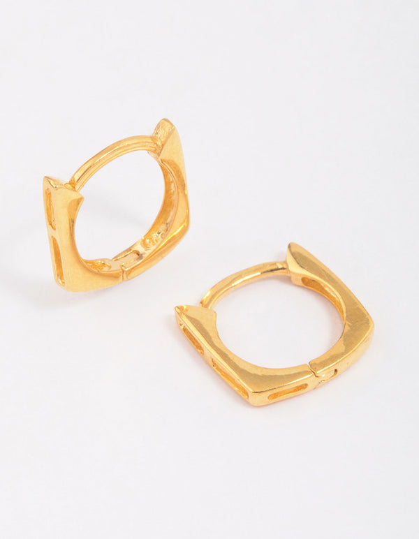 Gold Plated Sterling Silver Square Hoop Earrings