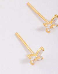Gold Plated Sterling Silver Cubic Zirconia Butterfly Stud Earrings - link has visual effect only