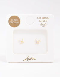 Gold Plated Sterling Silver Cubic Zirconia Butterfly Stud Earrings - link has visual effect only