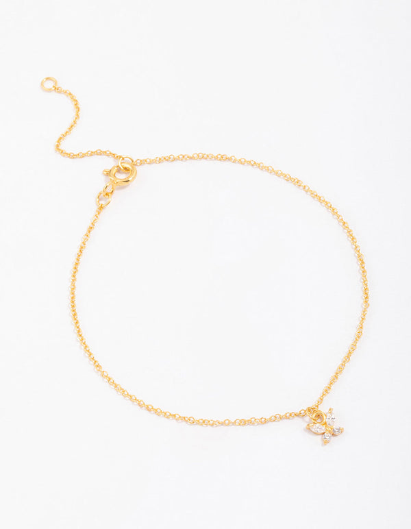Gold Plated Sterling Silver Butterfly Charm Anklet & Bracelet