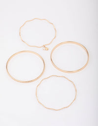 Gold Wavy Bangle 4-Pack - link has visual effect only
