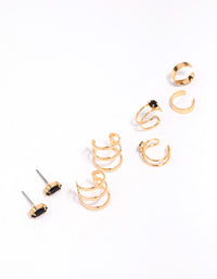 Gold & Black Marquise Stone Earring 4-Pack - link has visual effect only