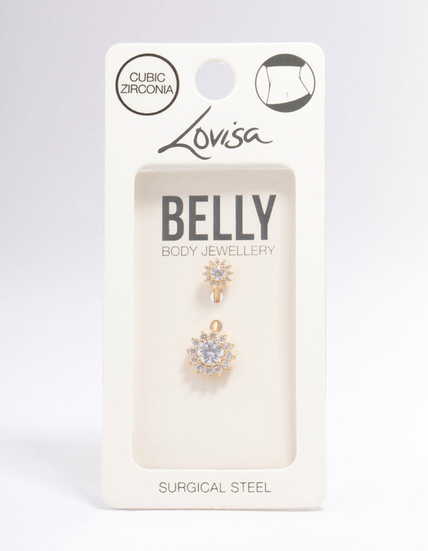 Gold Plated Surgical Steel Round Halo Belly Piercing