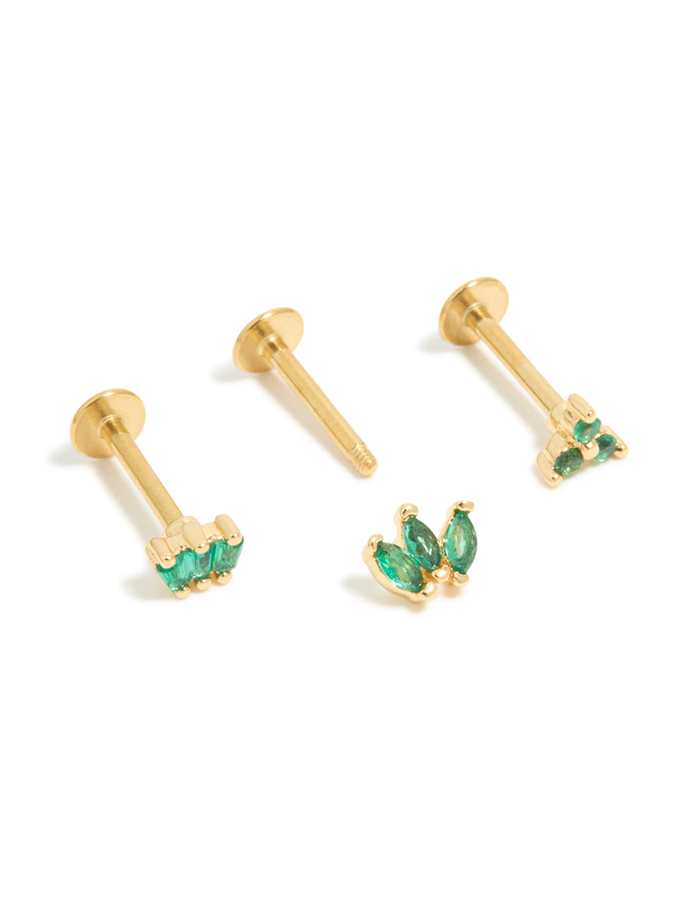 Gold Plated Surgical Steel Marquise Fan Flat Back 3-Pack