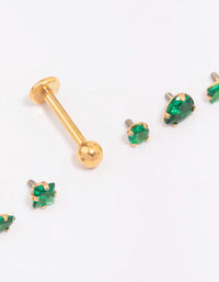 Gold Plated Surgical Steel Emerald Stone Flat Back 6-Pack - link has visual effect only