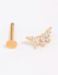 Gold Plated Surgical Steel Triangular Marquise Single Flat Back - link has visual effect only