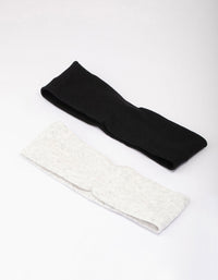 Black & Grey Ribbed Fabric Headbands 2-Pack - link has visual effect only