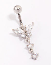 Titanium Cubic Zirconia Butterfly Drop Belly Piercing - link has visual effect only