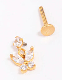 Gold Plated Titanium Cubic Zirconia Butterfly Drop Earring - link has visual effect only