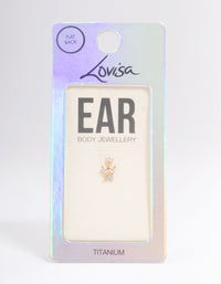 Gold Plated Titanium Cubic Zirconia Butterfly Drop Earring - link has visual effect only