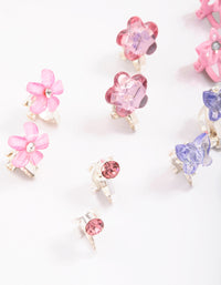 Kids Crystal Butterfly & Flower Clip On Earring 5-Pack - link has visual effect only