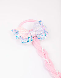 Pink & Purple Ombre Faux Hair Pearl Braided Hair Elastic - link has visual effect only