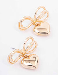 Gold Heart Bow Drop Earrings - link has visual effect only