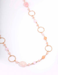 Rose Gold Long Pink Beaded Disc Necklace - link has visual effect only