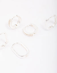 Silver Plated Brass  Clean Pave Earring 3-Pack - link has visual effect only