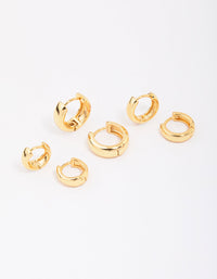 Gold Plated Brass Graduating Hoop Earring 3-Pack - link has visual effect only