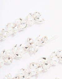 Silver Crystal & Pearl Leaf Hair Clip 4-Pack - link has visual effect only
