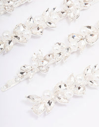 Silver Crystal & Pearl Leaf Hair Clip 4-Pack - link has visual effect only