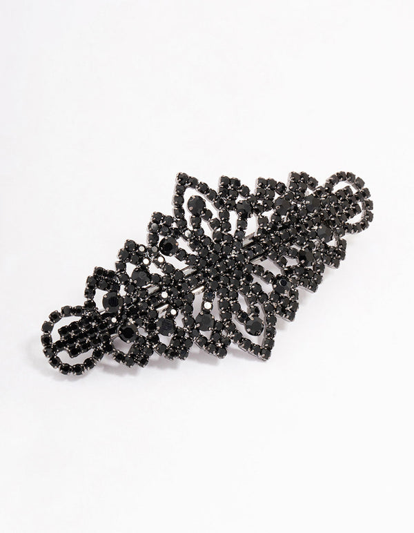 Black Ornate Diamante Hair Clip