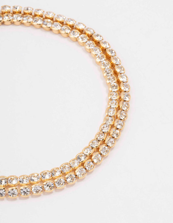 Gold Plated Brass Double Classic Tennis Bracelet