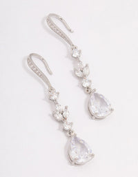 Rhodium Cubic Zirconia French Hook Pear Drop Earrings - link has visual effect only