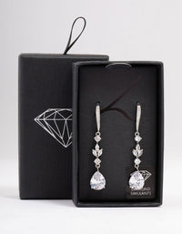 Rhodium Cubic Zirconia French Hook Pear Drop Earrings - link has visual effect only
