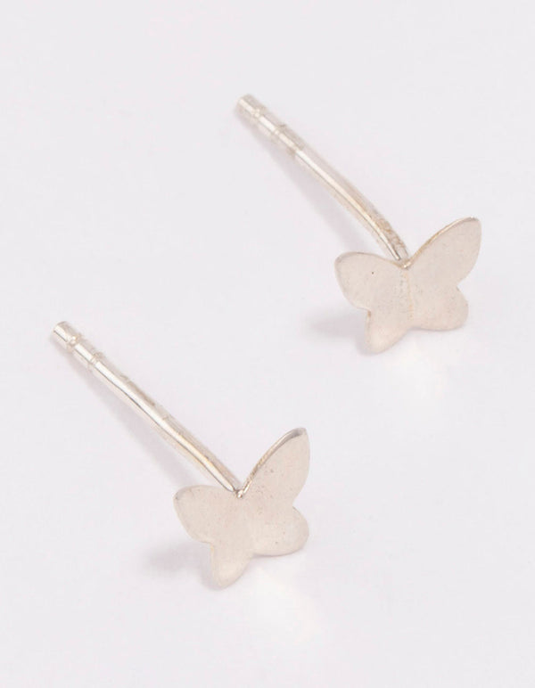 Sterling Silver Solid Butterfly Stud Earrings