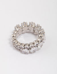 Silver Round Cubic Zirconia Wrapped Ring - link has visual effect only