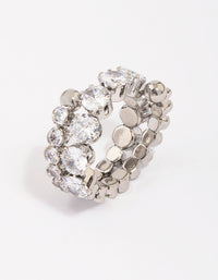 Silver Round Cubic Zirconia Wrapped Ring - link has visual effect only