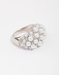 Silver Dome Pearl Cocktail Ring - link has visual effect only