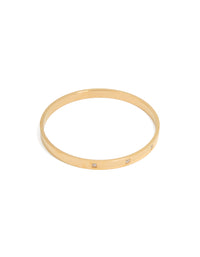 Waterproof Gold Plated Stainless Steel Triangular Cubic Zirconia Flat Bangle - link has visual effect only