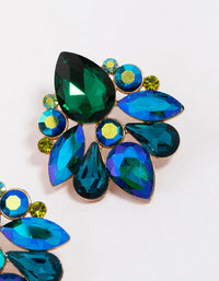 Gold Stone Cluster Statement Stud Earrings - link has visual effect only