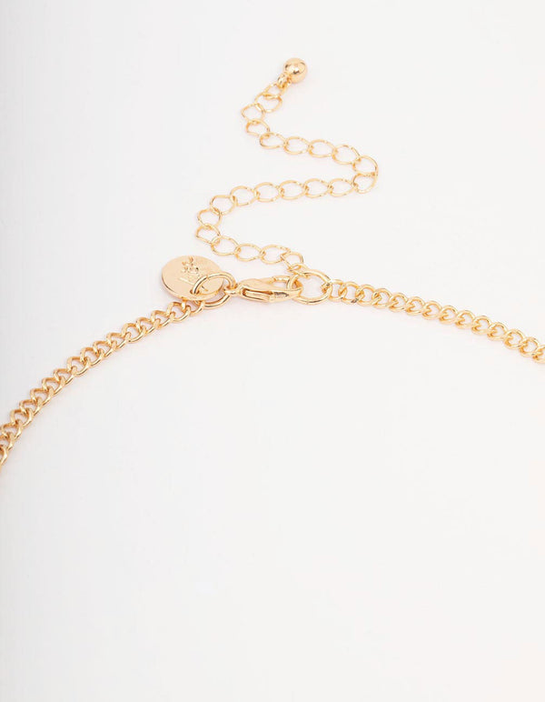 Gold Matte Cut Out Disc Necklace