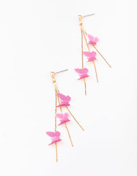 Gold & Pink Butterfly Drop Earrings - link has visual effect only