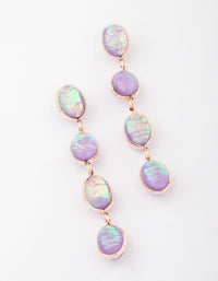 Gold Lilac Glowing Stone Drop Earrings - link has visual effect only