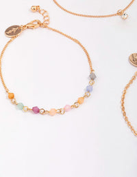 Gold Beaded Coin Bracelet 4-Pack - link has visual effect only