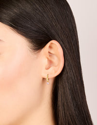Gold Plated Sterling Silver Pink Cubic Zirconia Hoop Earrings - link has visual effect only