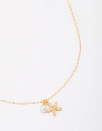 Gold Plated Sterling Silver Starfish Freshwater Pearl Chain Necklace - link has visual effect only